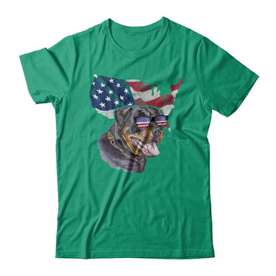 Funny Patriot Rottweiler Dog 4Th Of July American Flag-T-Shirt & Hoodie-Classic T-Shirt-Kelly Green
