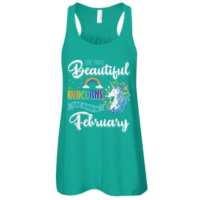 The Most Beautiful Unicorns Are Born In February Birthday-T-Shirt & Tank Top-Women's Flowy Racerback Tank-Kelly
