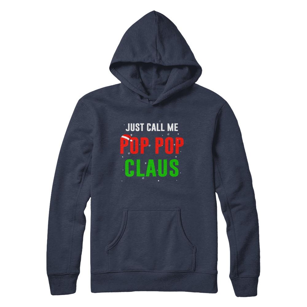 Santa Pop Pop Claus Matching Family Christmas Pajamas-T-Shirt & Sweatshirt-Pullover Hoodie-Navy