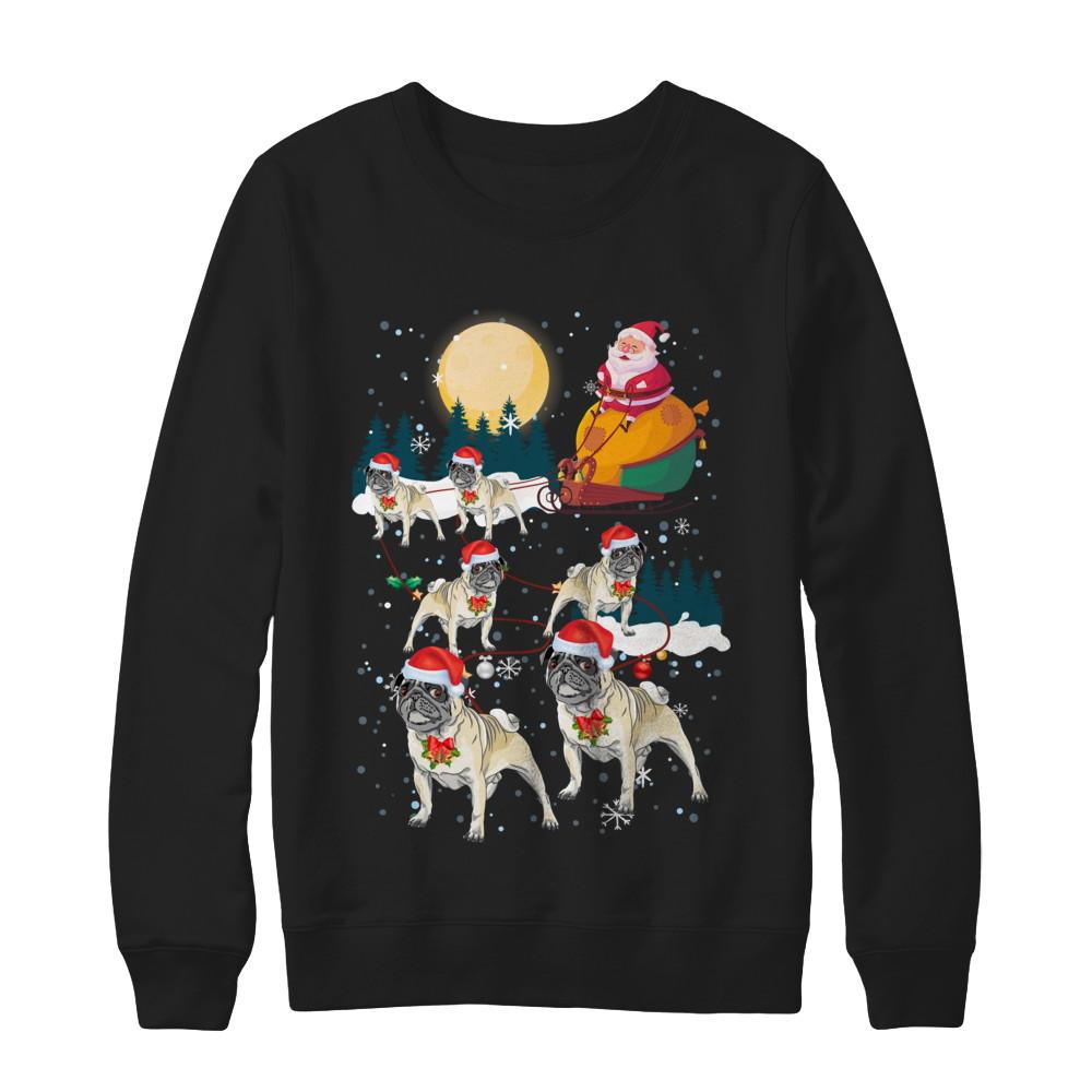 Dog Reindeer Pug Christmas Gift-T-Shirt & Sweatshirt-Crewneck Sweatshirt-Black
