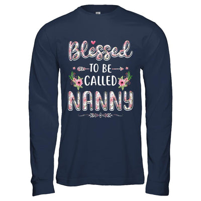 Funny Grandma Gifts Blessed To Be Called Nanny-T-Shirt & Hoodie-Long Sleeve T-Shirt-Navy