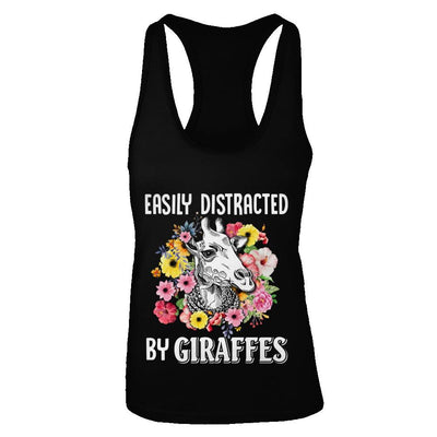 Easily Distracted By Giraffes-T-Shirt & Tank Top-Women's Ideal Racerback Tank-Black