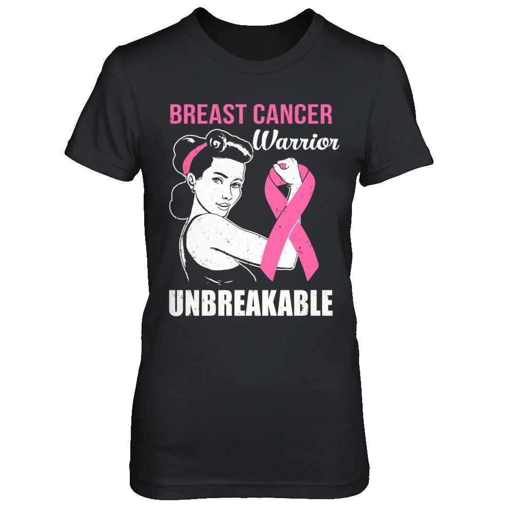 Breast Cancer Warrior Unbreakable Breast Cancer Awareness-T-Shirt & Hoodie-Women's T-Shirt-Black