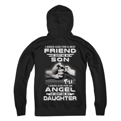 Asked God For A Best Friend He Sent Me My Son & Angel Daughter-T-Shirt & Hoodie-Pullover Hoodie-Black