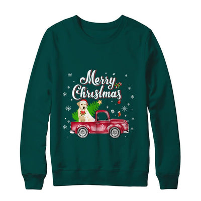 Labrador Retriever Rides Red Truck Christmas Pajama-T-Shirt & Sweatshirt-Crewneck Sweatshirt-Deep Forest