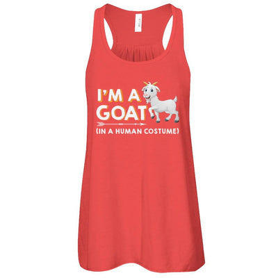 Halloween I'm A Goat In A Human Costume Funny Goat-T-Shirt & Tank Top-Women's Flowy Racerback Tank-Red