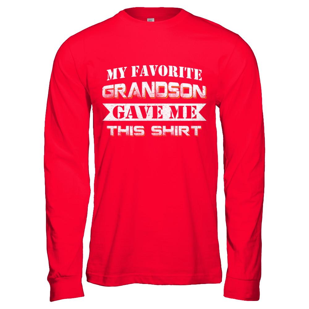 My Favorite Grandson Gave Me This-T-Shirt & Hoodie-Long Sleeve T-Shirt-Red
