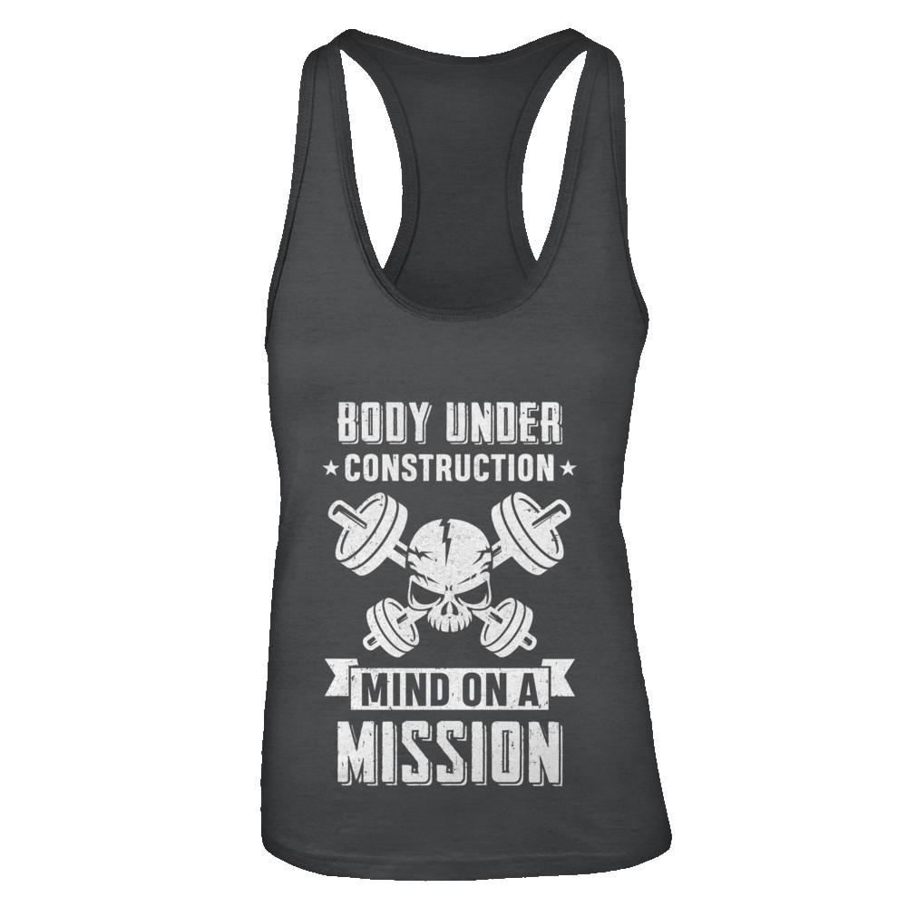 Body Under Construction Mind On A Mission Weight Lifting-T-Shirt & Tank Top-Women's Ideal Racerback Tank-Black