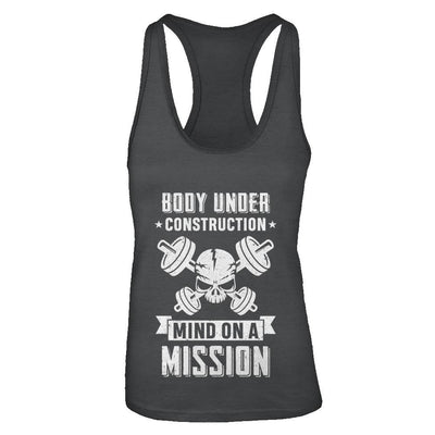 Body Under Construction Mind On A Mission Weight Lifting-T-Shirt & Tank Top-Women's Ideal Racerback Tank-Black
