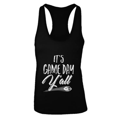Funny It's Game Day Y'all Fan Football-T-Shirt & Tank Top-Women's Ideal Racerback Tank-Black