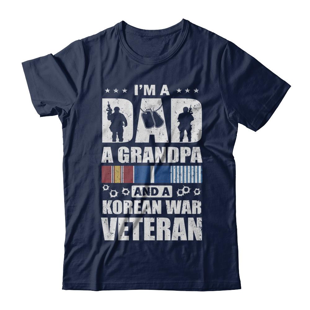 Dad A Grandpa And A Korean War Veteran Fathers Day-T-Shirt & Hoodie-Classic T-Shirt-Navy