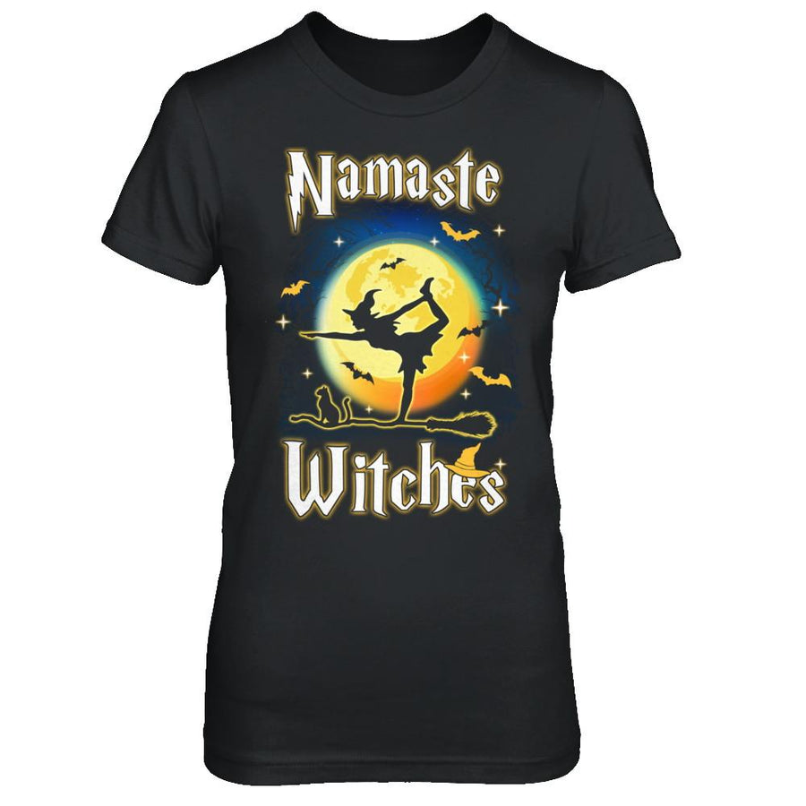 Namaste Witches Yoga Halloween-T-Shirt & Hoodie-Women's T-Shirt-Black
