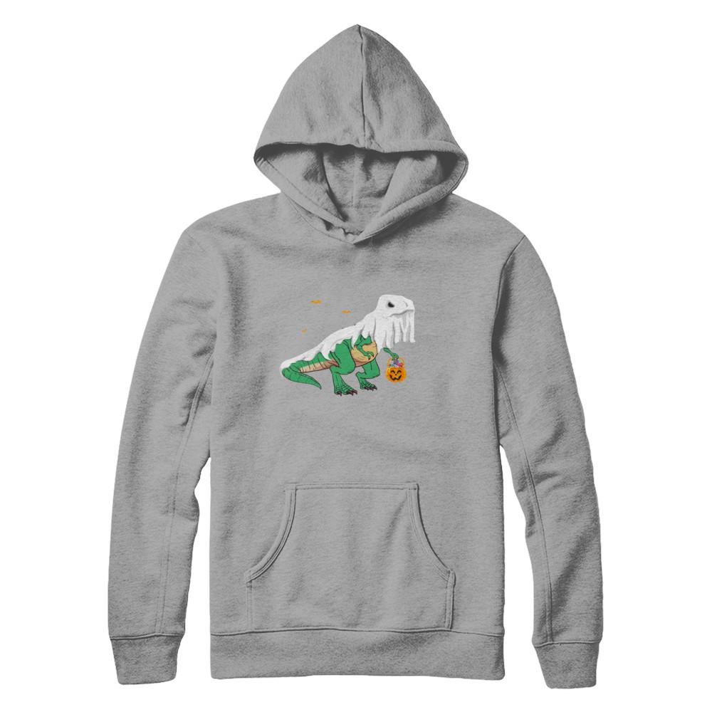 Halloween T Rex Dinosaur Ghost Trick Or Treat-T-Shirt & Hoodie-Pullover Hoodie-Light Steel