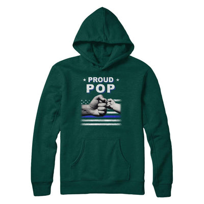 Proud Pop Police Thin Blue Line Flag Fathers Day-T-Shirt & Hoodie-Pullover Hoodie-Deep Forest