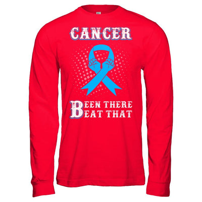 Prostate Cancer Been There Beat That Blue Awareness Ribbon-T-Shirt & Hoodie-Long Sleeve T-Shirt-Red