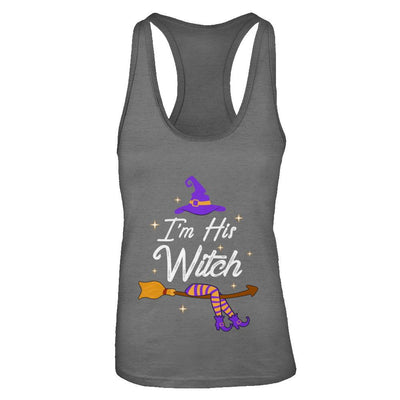 I'm His Witch Matching Boyfriends Husband Halloween-T-Shirt & Tank Top-Women's Ideal Racerback Tank-Dark Grey