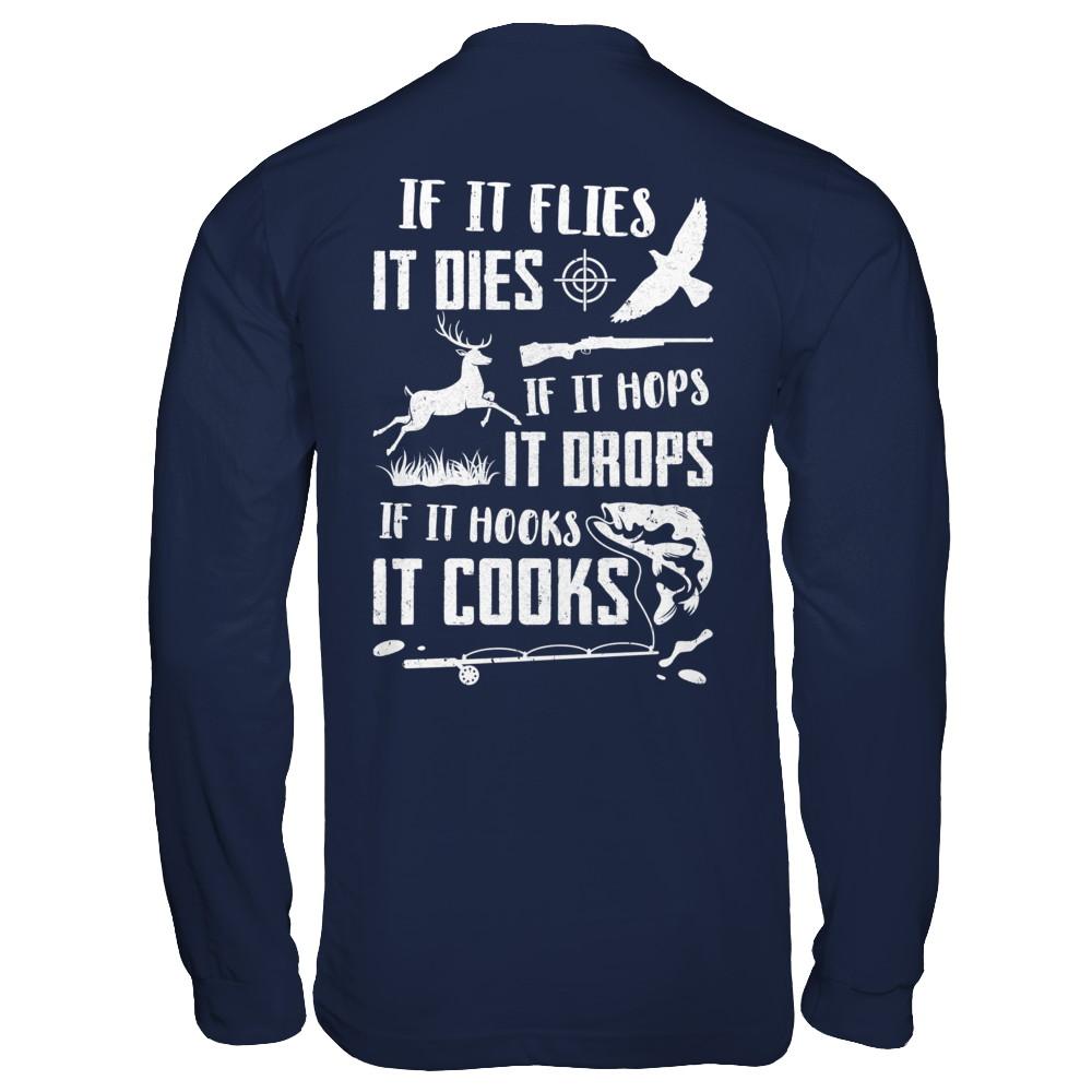 If It Flies If It Hops If It Hooks Funny Hunting Fishing-T-Shirt & Hoodie-Long Sleeve T-Shirt-Navy