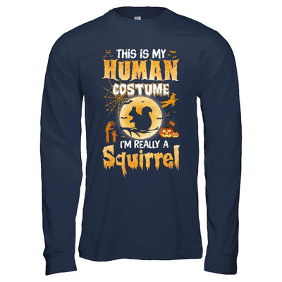 Funny Squirrel Human Costume Halloween-T-Shirt & Hoodie-Long Sleeve T-Shirt-Navy