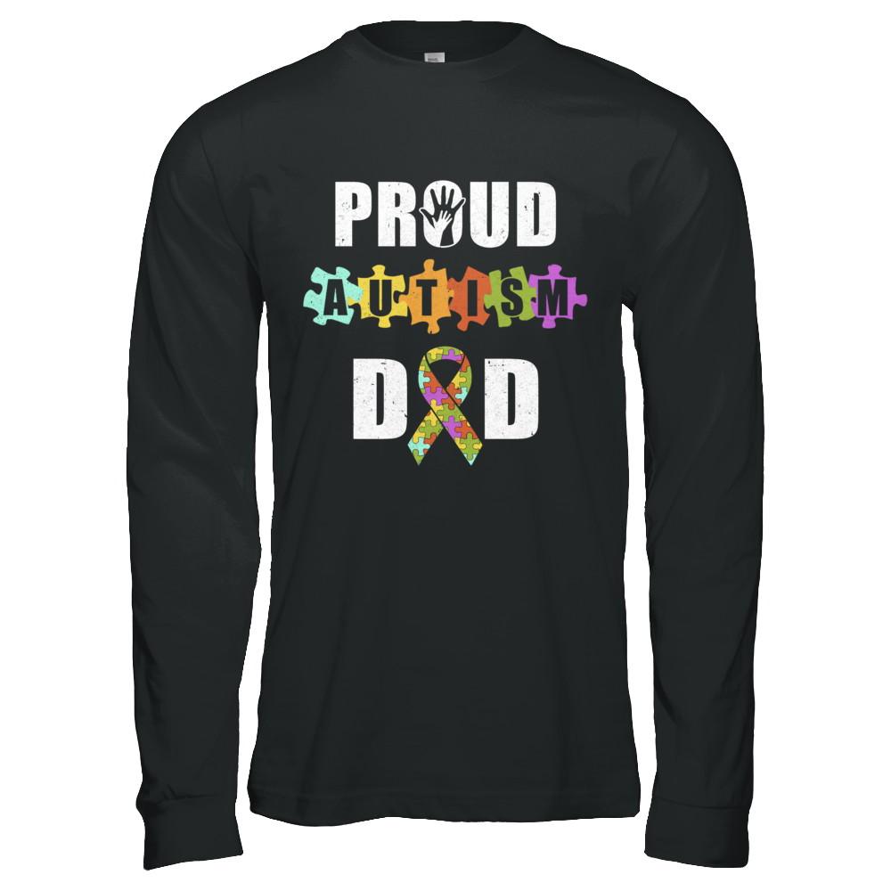 Proud Autism Dad Autism Awareness-T-Shirt & Hoodie-Long Sleeve T-Shirt-Black