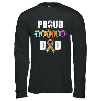 Proud Autism Dad Autism Awareness-T-Shirt & Hoodie-Long Sleeve T-Shirt-Black