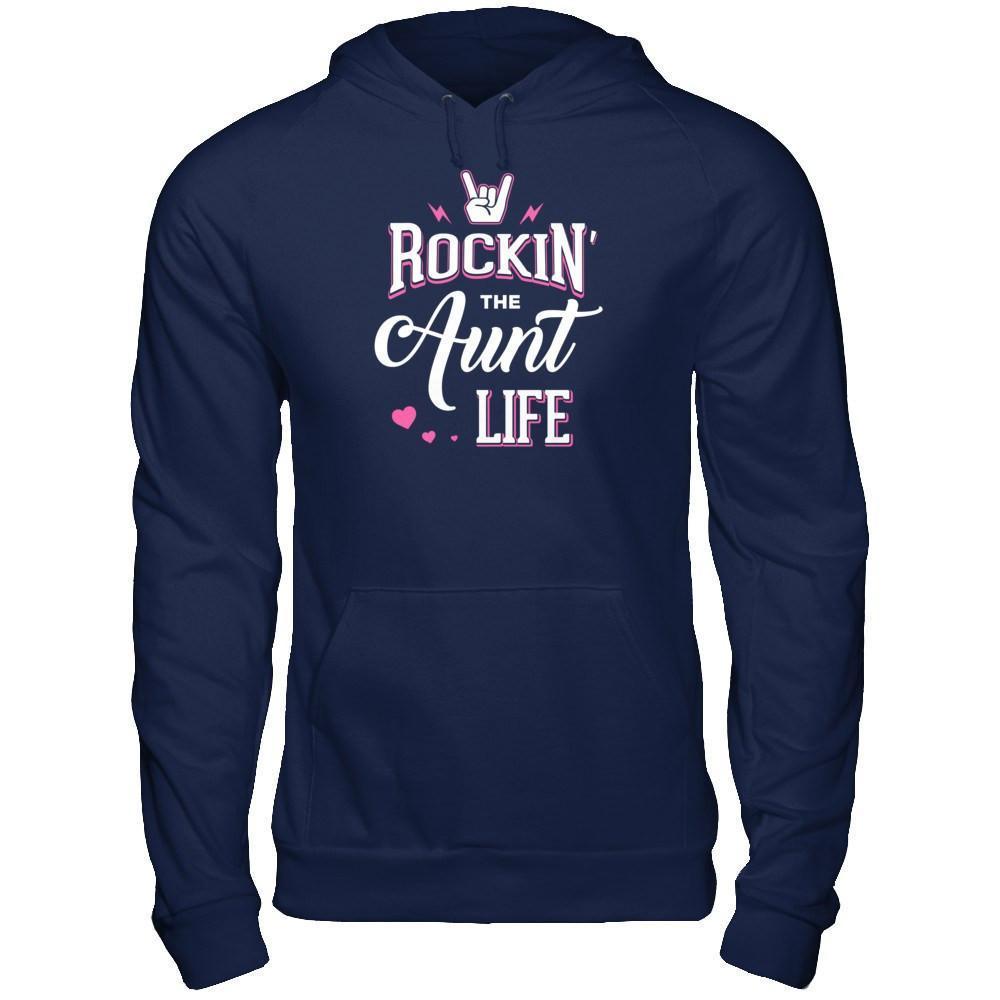 Rockin' The Aunt Life-T-Shirt & Tank Top-Pullover Hoodie-Navy