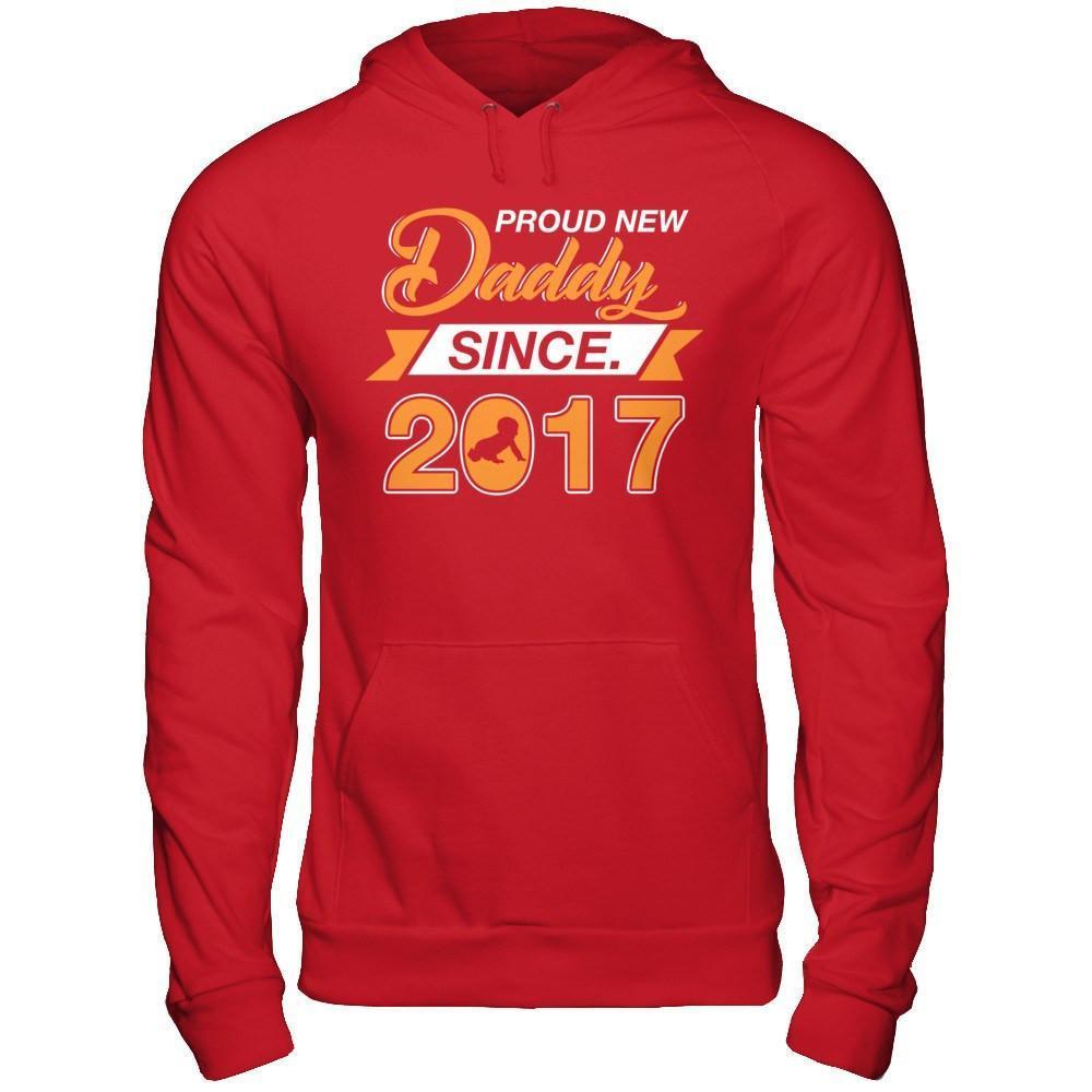 Proud New Daddy Since 2017-T-Shirt & Hoodie-Pullover Hoodie-Red