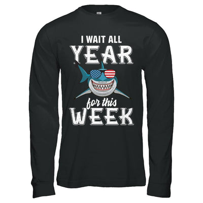 Funny I Wait All Year For This Week Sharks-T-Shirt & Hoodie-Long Sleeve T-Shirt-Black