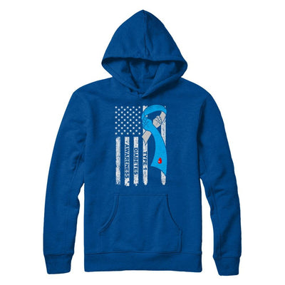Type 1 Diabetes Awareness Support T1D Flag Ribbon-T-Shirt & Hoodie-Pullover Hoodie-Deep Royal