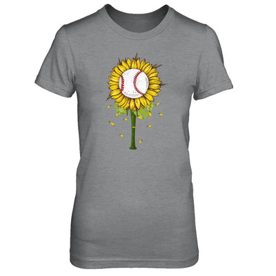 Sunflower Baseball Mom Daughter Lover Gift-T-Shirt & Tank Top-Women's T-Shirt-Sport Grey