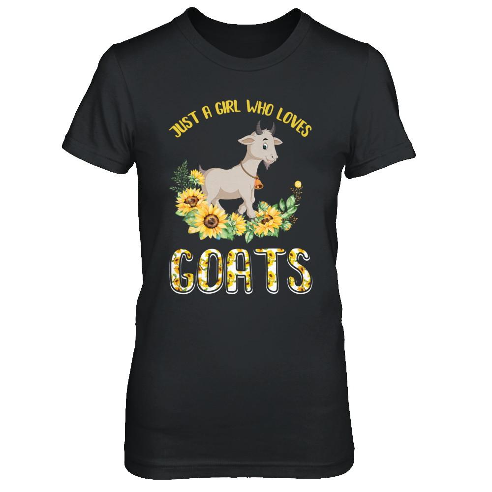 Just A Girl Who Loves Goats And Sunflowers-T-Shirt & Hoodie-Women's T-Shirt-Black