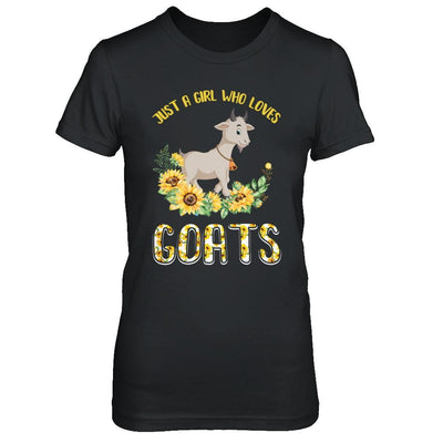Just A Girl Who Loves Goats And Sunflowers-T-Shirt & Hoodie-Women's T-Shirt-Black