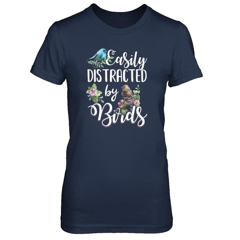 Easily Distracted By Birds-T-Shirt & Tank Top-Women's T-Shirt-Navy