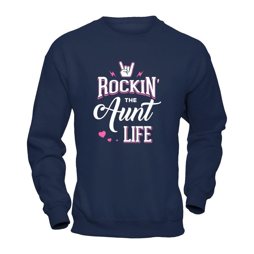 Rockin' The Aunt Life-T-Shirt & Tank Top-Crewneck Sweatshirt-Navy