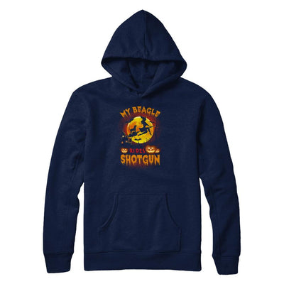 My Beagle Rides Shotgun Halloween Dog-T-Shirt & Tank Top-Pullover Hoodie-Navy