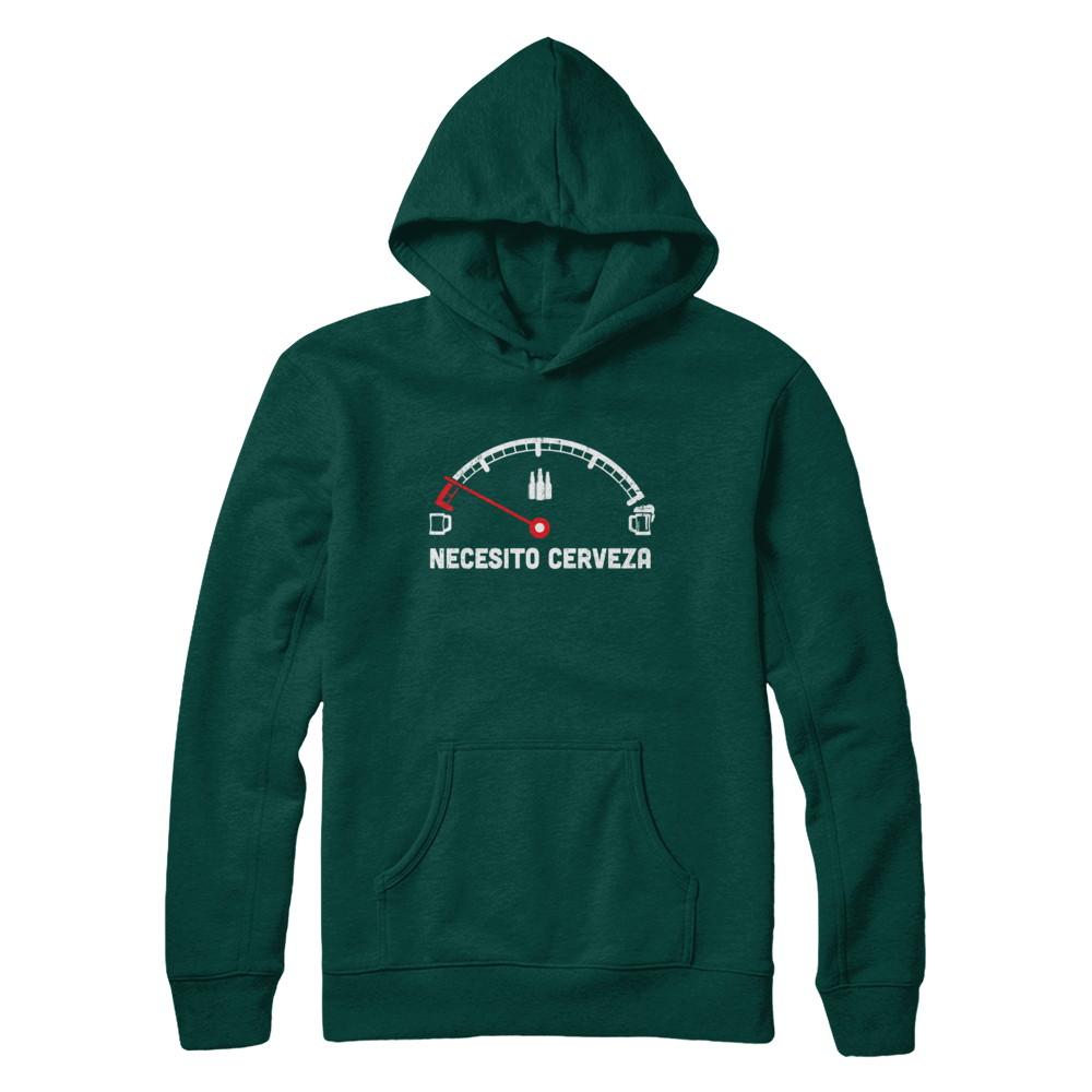 Funny Saying Cars Necesito Cerveza I Need Beer-T-Shirt & Hoodie-Pullover Hoodie-Deep Forest
