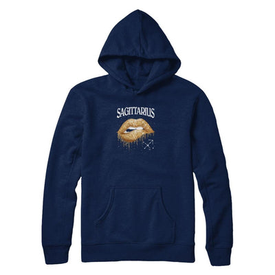 Sagittarius Zodiac November December Birthday Gift Golden Lipstick-T-Shirt & Tank Top-Pullover Hoodie-Navy