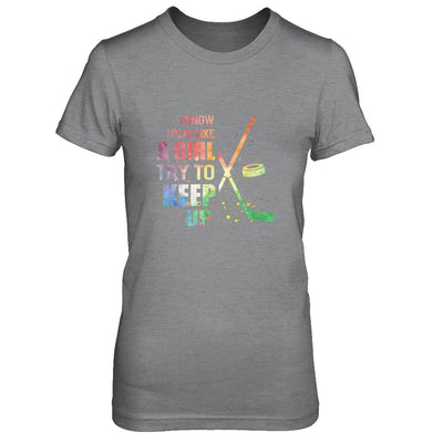 Yeah I Play Like A Girl Hockey Girl-T-Shirt & Hoodie-Women's T-Shirt-Sport Grey