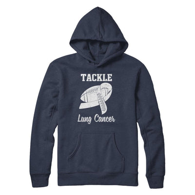 Football Survivor Tackle Clear Lung Cancer Awareness-T-Shirt & Hoodie-Pullover Hoodie-Navy