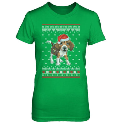 Beagle Christmas Ugly Sweater Lights Dog Xmas Gift-T-Shirt & Sweatshirt-Women's T-Shirt-Irish Green