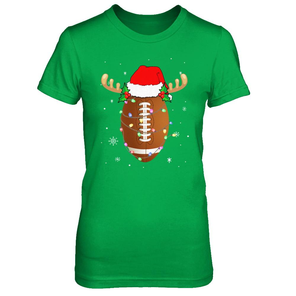Santa Hat Football Reindeer Christmas Gifts-T-Shirt & Sweatshirt-Women's T-Shirt-Irish Green