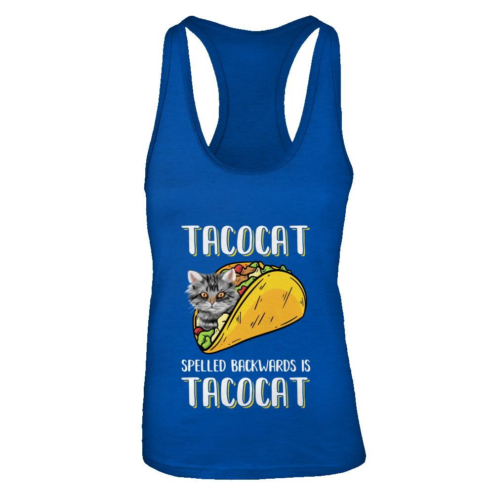 Tacocat Spelled Backwards Is Tacocat Tacos Cat-T-Shirt & Tank Top-Women's Ideal Racerback Tank-Royal