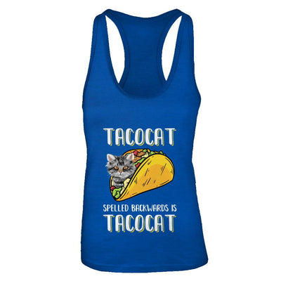 Tacocat Spelled Backwards Is Tacocat Tacos Cat-T-Shirt & Tank Top-Women's Ideal Racerback Tank-Royal