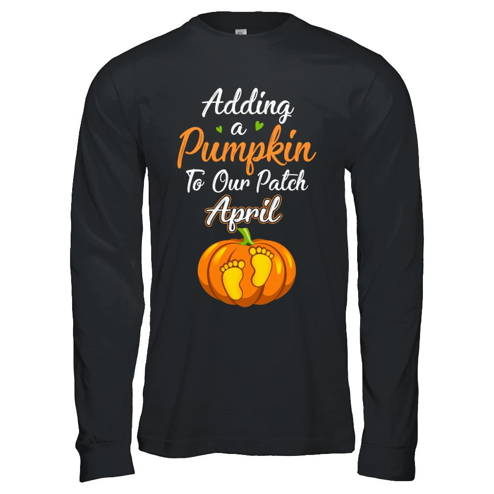Halloween Pumpkin Pregnancy Mom Due Date In April 2021-T-Shirt & Hoodie-Long Sleeve T-Shirt-Black