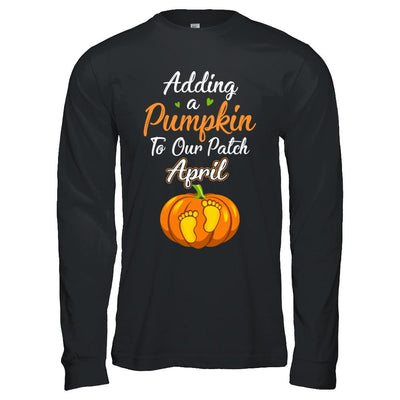 Halloween Pumpkin Pregnancy Mom Due Date In April 2021-T-Shirt & Hoodie-Long Sleeve T-Shirt-Black