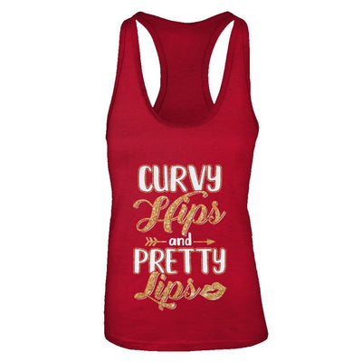 Black Woman Curvy Hips And Pretty Lips-T-Shirt & Tank Top-Women's Ideal Racerback Tank-Red