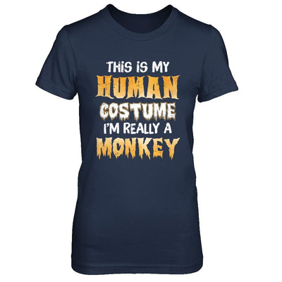 This Is My Human Costume Monkey Halloween-T-Shirt & Hoodie-Women's T-Shirt-Navy