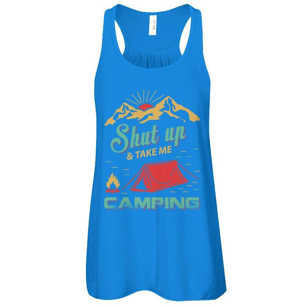 Shut Up And Take Me Camping-T-Shirt & Tank Top-Women's Flowy Racerback Tank-True Royal