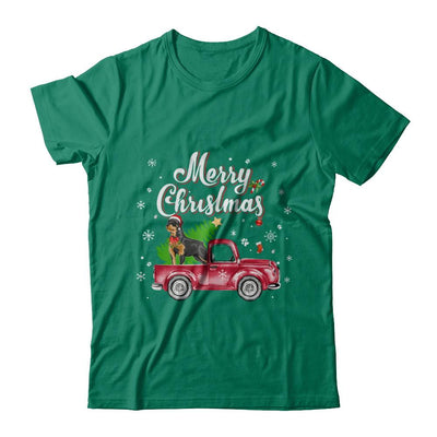 Rottweiler Retriever Rides Red Truck Christmas Pajama-T-Shirt & Sweatshirt-Classic T-Shirt-Kelly Green