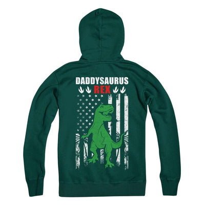 DaddySaurus Dad Dinosaur Rex American Flag Fathers Day-T-Shirt & Hoodie-Pullover Hoodie-Deep Forest
