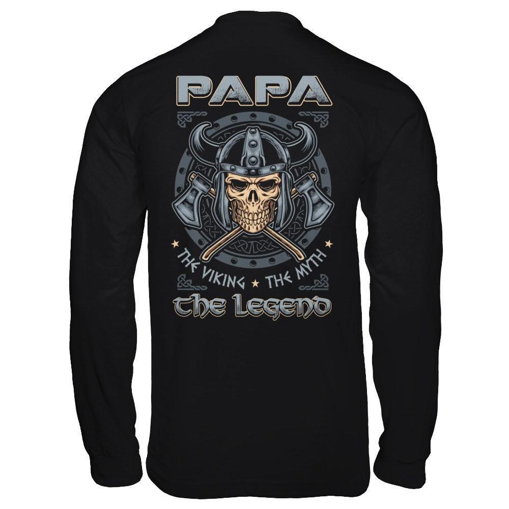 Papa The Viking The Myth The Legend-T-Shirt & Hoodie-Long Sleeve T-Shirt-Black